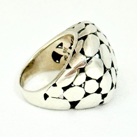 Sterling Silver Dome Ring w/Pebbled/Cobblestone Pattern Sterling 10 gm Size 6.5 - Picture 6 of 10